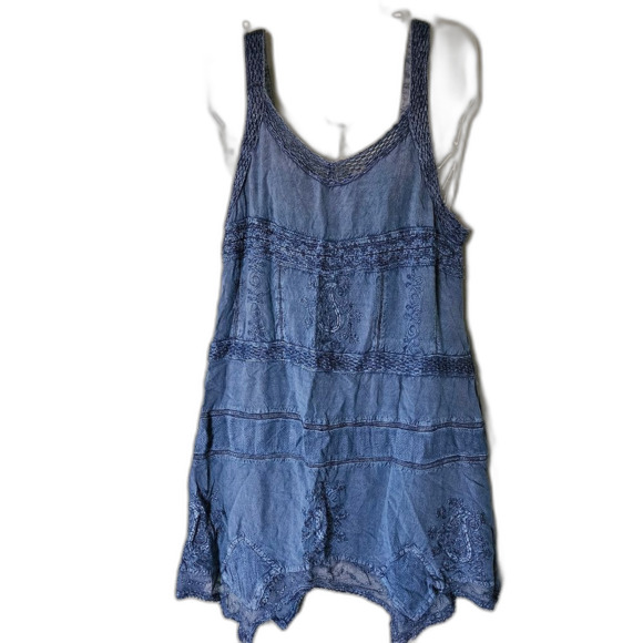 Blue Handkerchief Hem Midi Dress by Cute Options M Boho Casual Sleeveless Flowy - Picture 1 of 11
